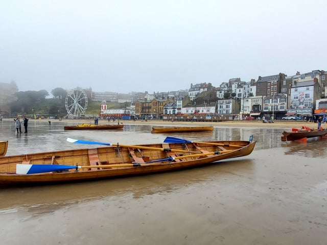 Rowers in the mist at Scarborough, by Suzanne and Richard Mant.