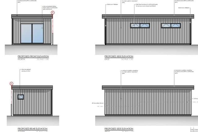 The elevations for the personal training gym.