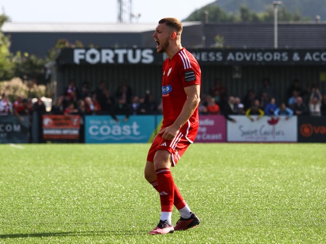 Defender Bailey Gooda celebrates the late win with the Boro crowd.