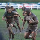 Scarborough RUFC’s Sam Dawson battles through the mud in the superb 10-6 win at Selby.