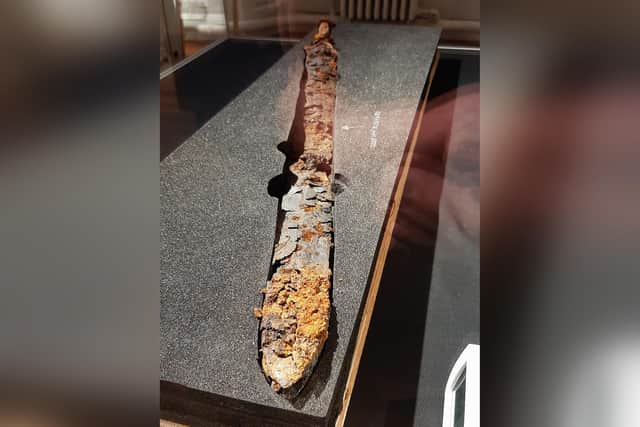 Iron Age sword on display at Malton Museum.