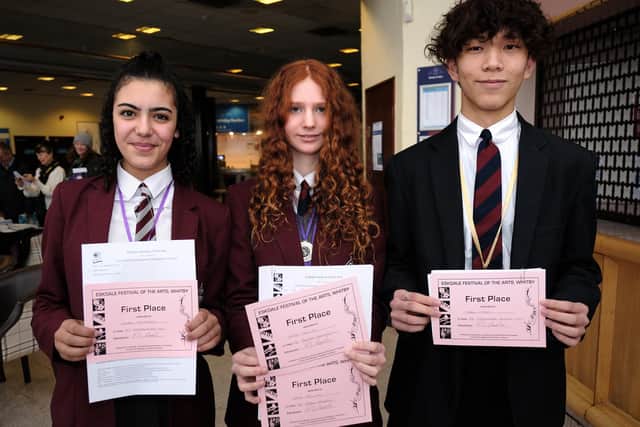 Fyling Hall pupils with their certificates at the Eskdale Festival. picture: Richard Ponter