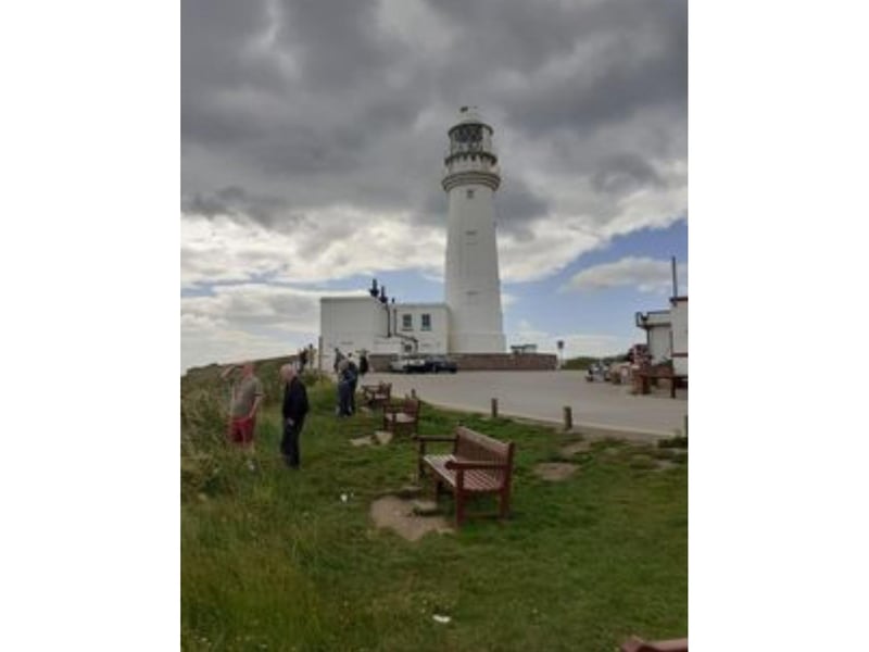 This is a beautiful view of the iconic Flamborough Lighthouse.