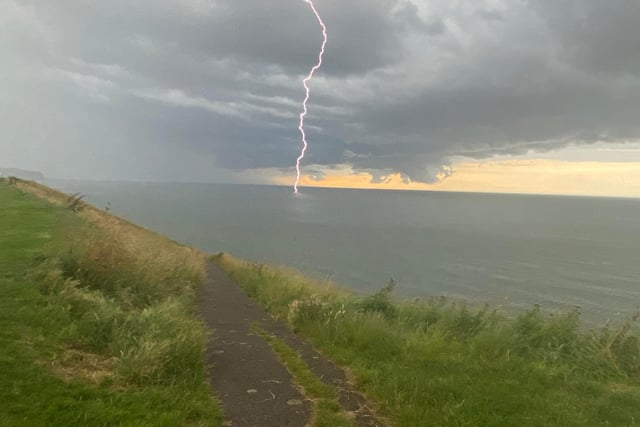 Lightning strike off the coast of Whitby, by Iain Vitty.