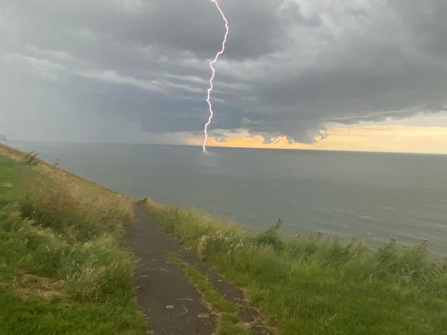 Lightning strike off the coast of Whitby, by Iain Vitty.