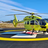 An air ambulance on the helipad at Scarborough Hospital