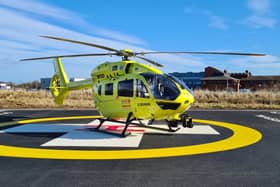 An air ambulance on the helipad at Scarborough Hospital