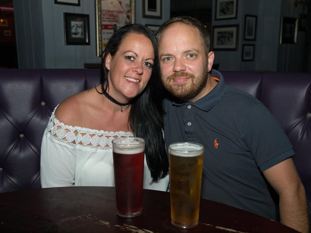 Katie & Adrian enjoying a pint in The Scarborough Flyer.