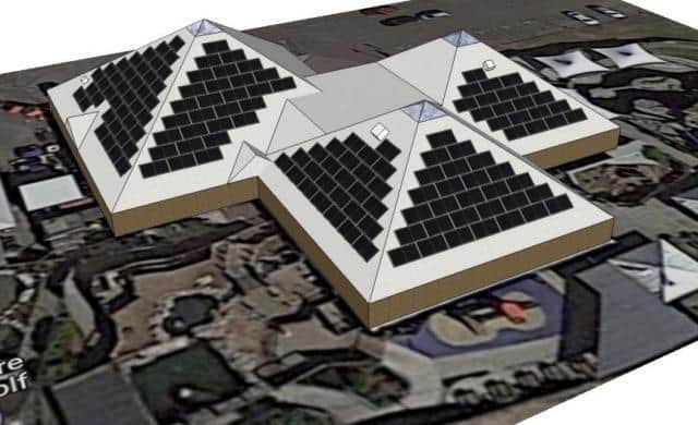 An artist's impression of the proposed solar panels at the Sea Life Centre. Image courtesy of applicant