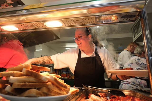 Serving up breakfast in the community kitchen