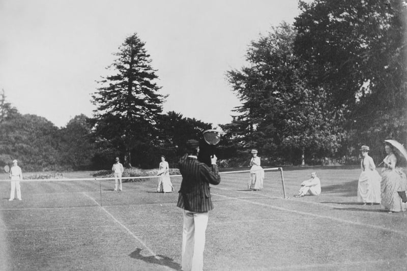 A tennis match in the grounds of Neswick Hall in 1880.
