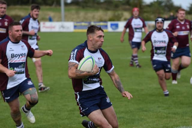 Scarborough's Rhys Davies in action v Morley.