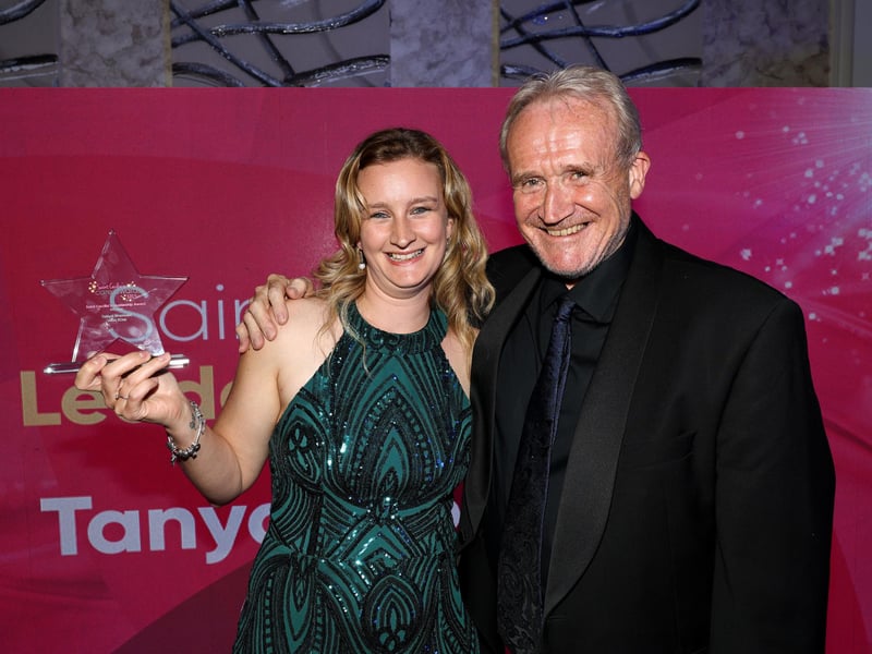 Tanya Wormald, winner of the Leadership award, with Mike Padgham.