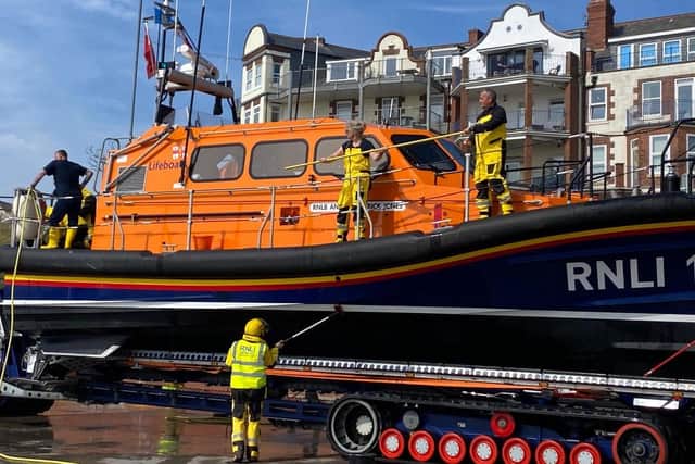 Ian Sandy spots the Bridlington RNLI crew cleaning the lifeboat.