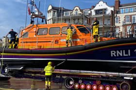 Ian Sandy spots the Bridlington RNLI crew cleaning the lifeboat.