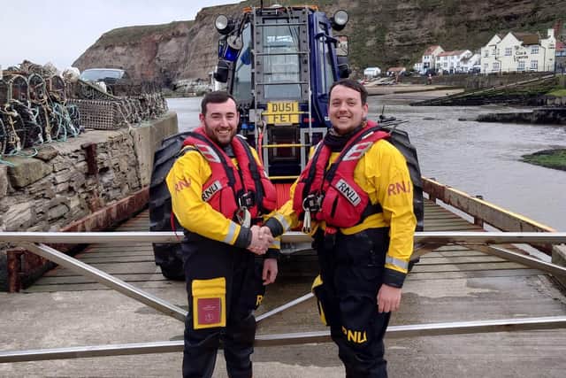 Jordan Bond with assessor Sam Clow. Photo credit: RNLI