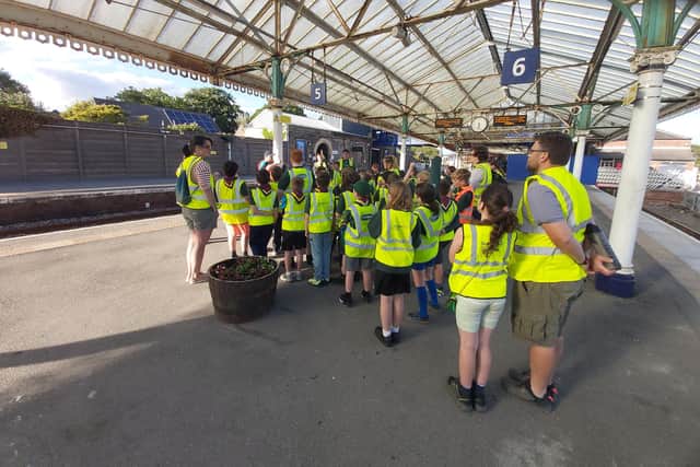 A group of Driffield cubs went on a rail safety trip to Bridlington station as part of rail safety week. Photo: Yorkshire Coast Community Rail Partnership.