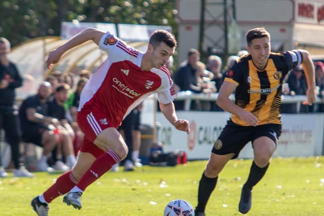 Luca Colville was the man of the match and scored for Scarborough Athletic as they earned a 1-1 draw at National League North rivals Leamington. Photo by Rhys O'Callaghan