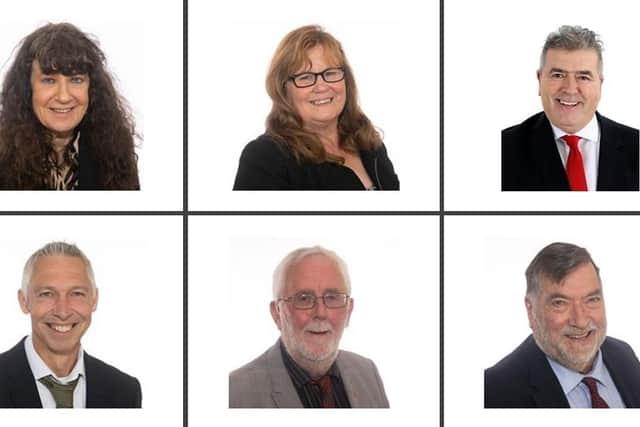 Cllrs Janet Jefferson, Liz Colling, John Ritchie, Rich Maw, Tony Randerson, and Eric Broadbent.