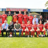 Bridlington Town players and staff line up for a team photo. PHOTO BY DOM TAYLOR