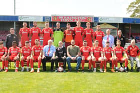 Bridlington Town players and staff line up for a team photo. PHOTO BY DOM TAYLOR