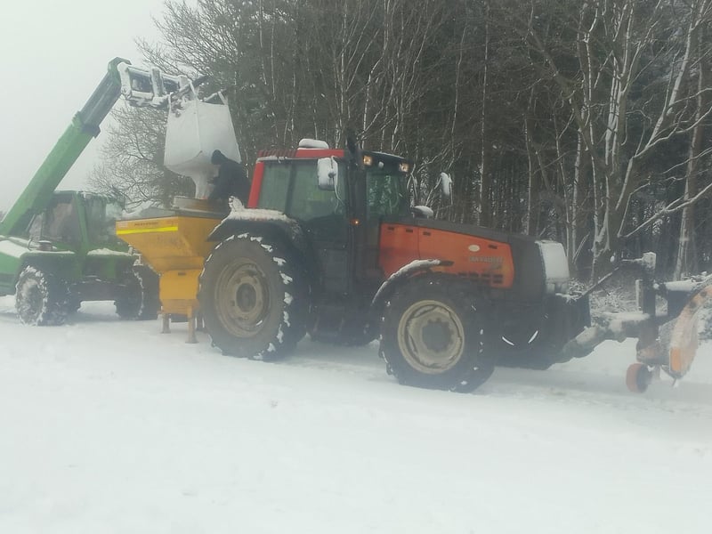 Reloading the snow plough with grit near Egton