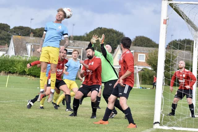 Millau put the Skirlaugh Exiles defence under pressure from a corner-kick.