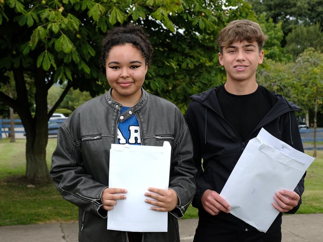 Jasmine and Milan posing with their results!