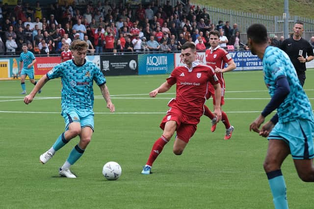 Luca Colville impressed for Boro in the 5-1 home win against Southport. Photo by Richard Ponter