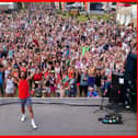 Joe Wicks on the Gateway stage at the Glastonbury Festival at Worthy Farm in Somerset.