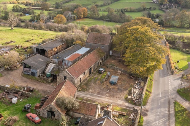 Aerial view of Stainton Hall Farmhouse, at Danby, near Whitby.