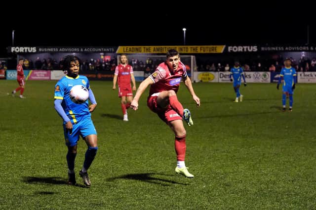 Skipper Michael Coulson in action during the 2-1 win against Peterborough Sports