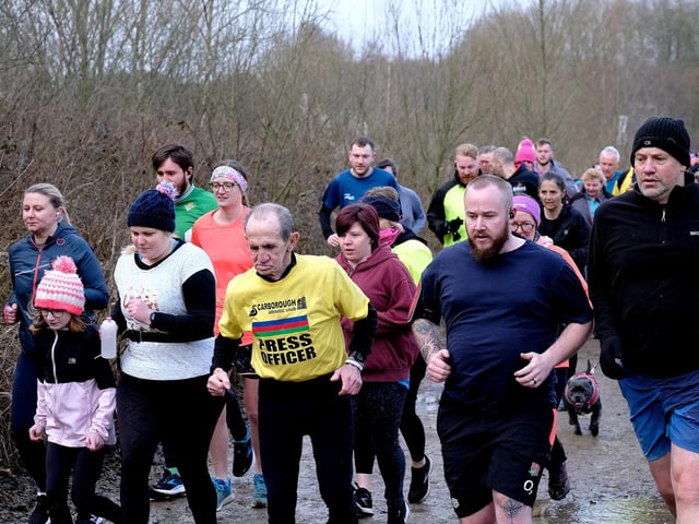 Battling on at the North Yorkshire Water Park Parkrun, a year after the first run.