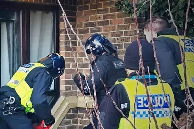 Four people were arrested during the police operation.