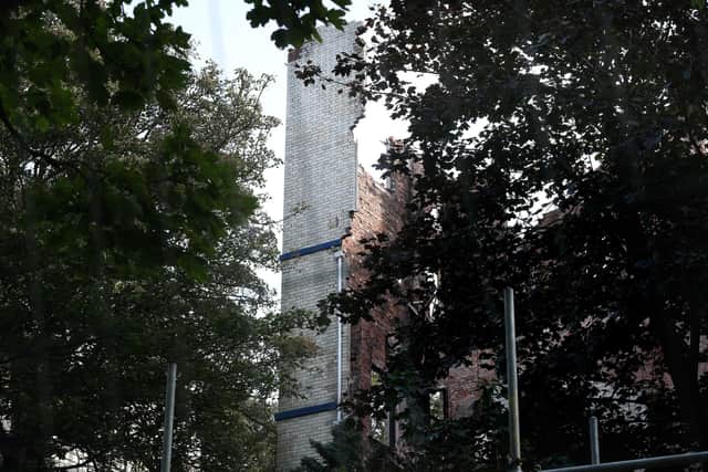 The walls of the building have started to collapse