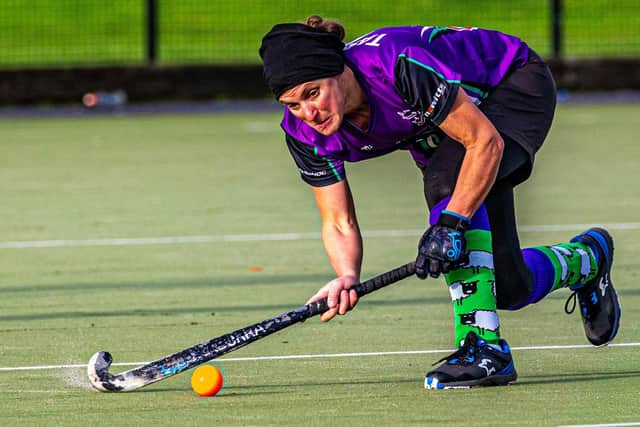 Christine Tarrant on the ball for Danby Ladies in their 3-1 home loss against Whitley Bay and Tynemouth