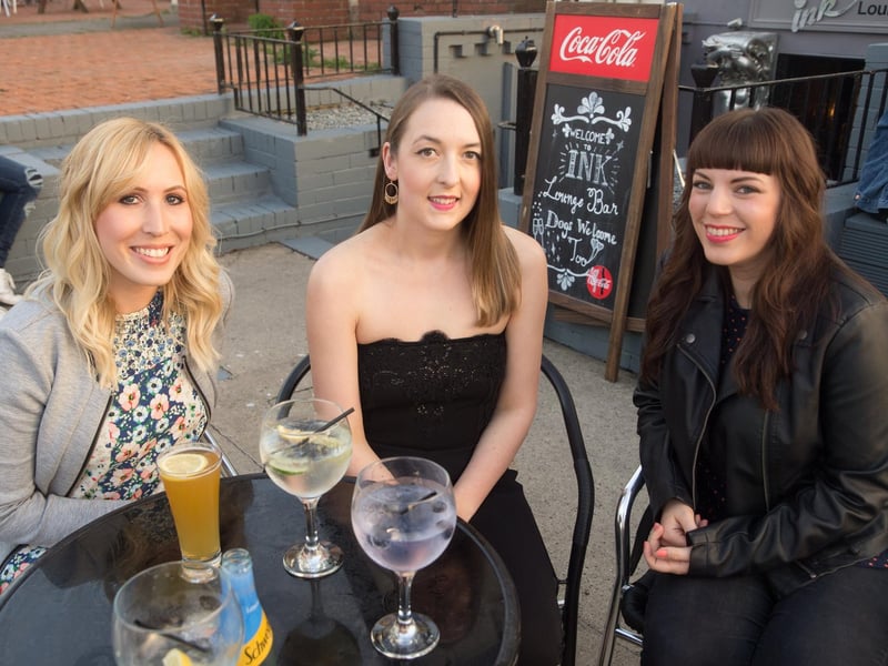 Hayley, Emma & Kate enjoying a drink on the terrace of The Ink Bar.
