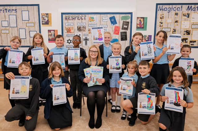 Pupils from St Mary & St Joseph VC Academy with their great designs.