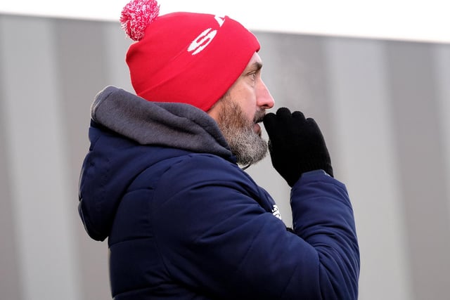 Jonathan Greening, the Scarborough Athletic boss, looks on during the loss at home to AFC Fylde.