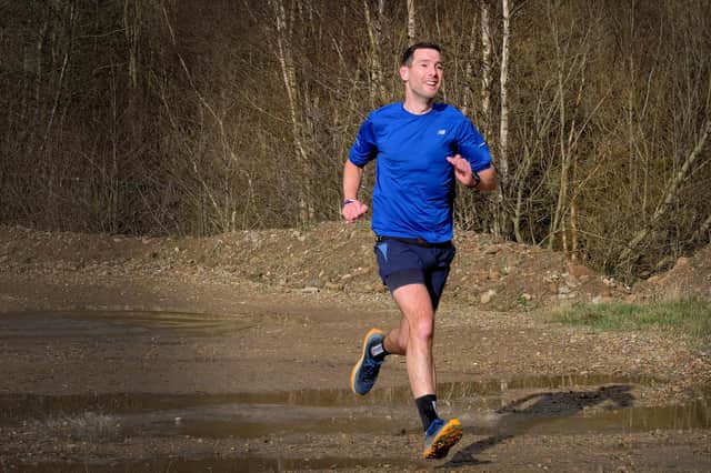Daniel Bateson on his way to winning the Park run at North Yorkshire Water Park. Photo by Richard Ponter