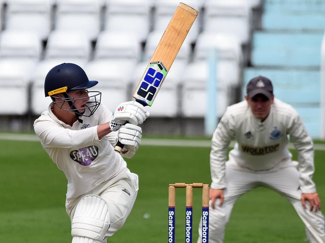 Pickering 2nds batter George Baldwin swots the new ball to leg.