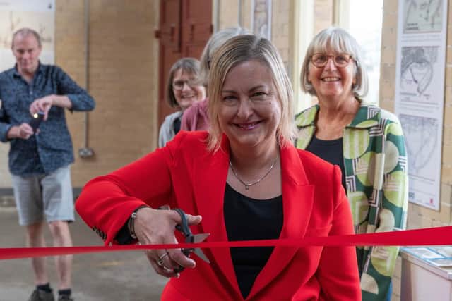 Alison Hume MP opens the annual heritage exhibition at the Old Parcels Office Artspace in Scarborough.