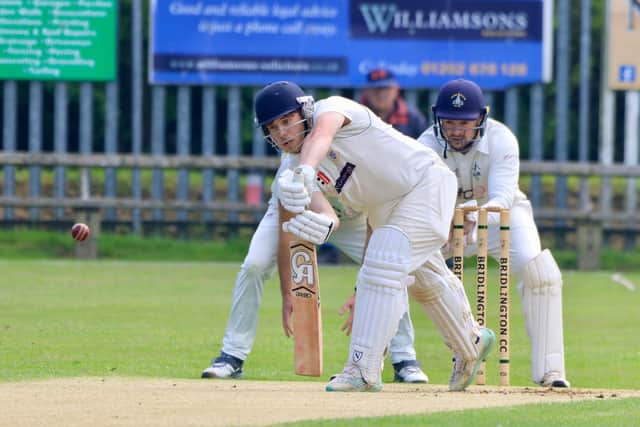 Bridlington CC get on the front foot in their home win against Patrington. PHOTOS: TCF PHOTOGRAPHY