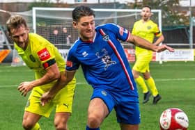 Harrison Beeden put the Blues in front but was then sent off in controversial fashion after his foul saw Bamber Bridge win from the penalty spot.