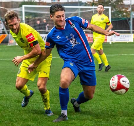 Harrison Beeden put the Blues in front but was then sent off in controversial fashion after his foul saw Bamber Bridge win from the penalty spot.