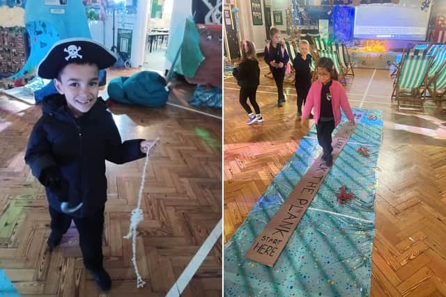 Pupils had the chance to become pirates and walk the 'plank'.