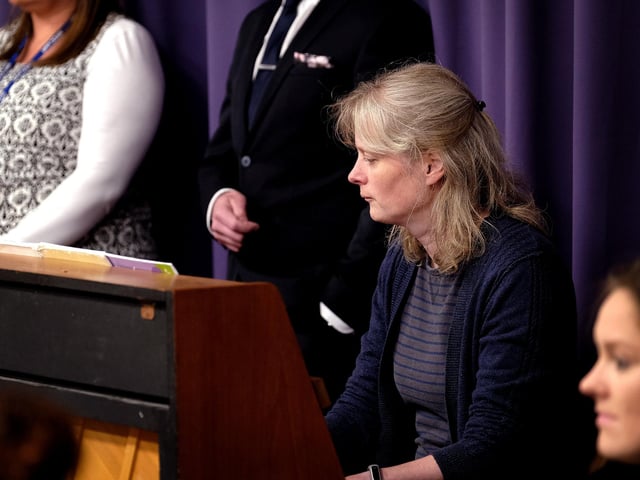 Year Four teacher Sarah Andrews plays piano