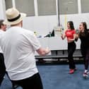 In rehearsals for Love's Labour's Lost are  Alice Imelda, Annie Kirkman, Jo Patmore and Alyce Liburd