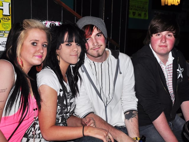 Natalie, Amy, Christian and Ray out for drinks.