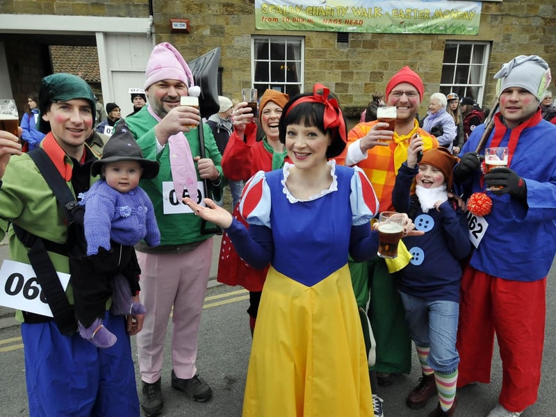 Birthday girl Sophie Combes with her family and friends taking part in the Scalby Walk
